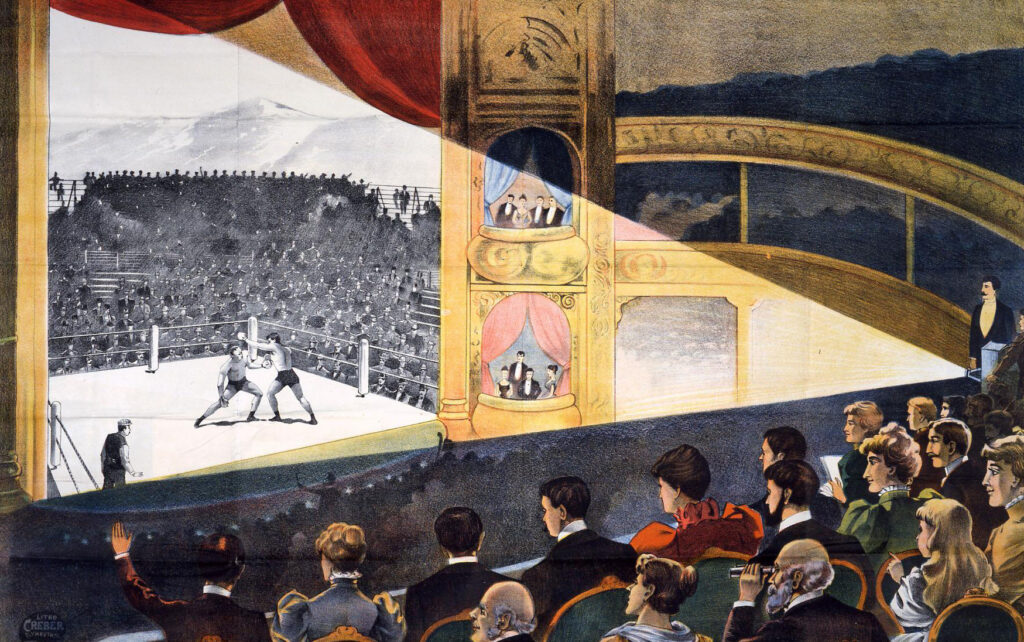 An illustration of the early cinema