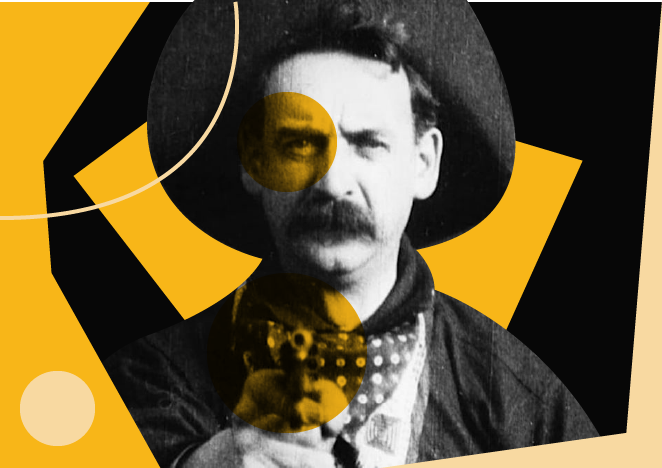 man with gun pointing to the front